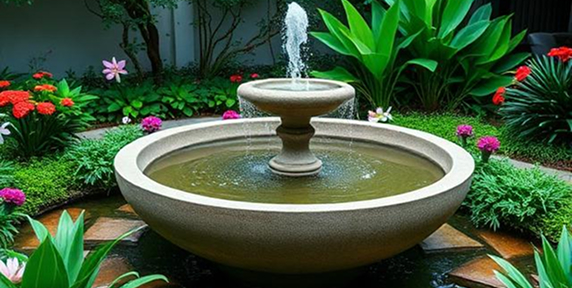 Étang à koï et cascade